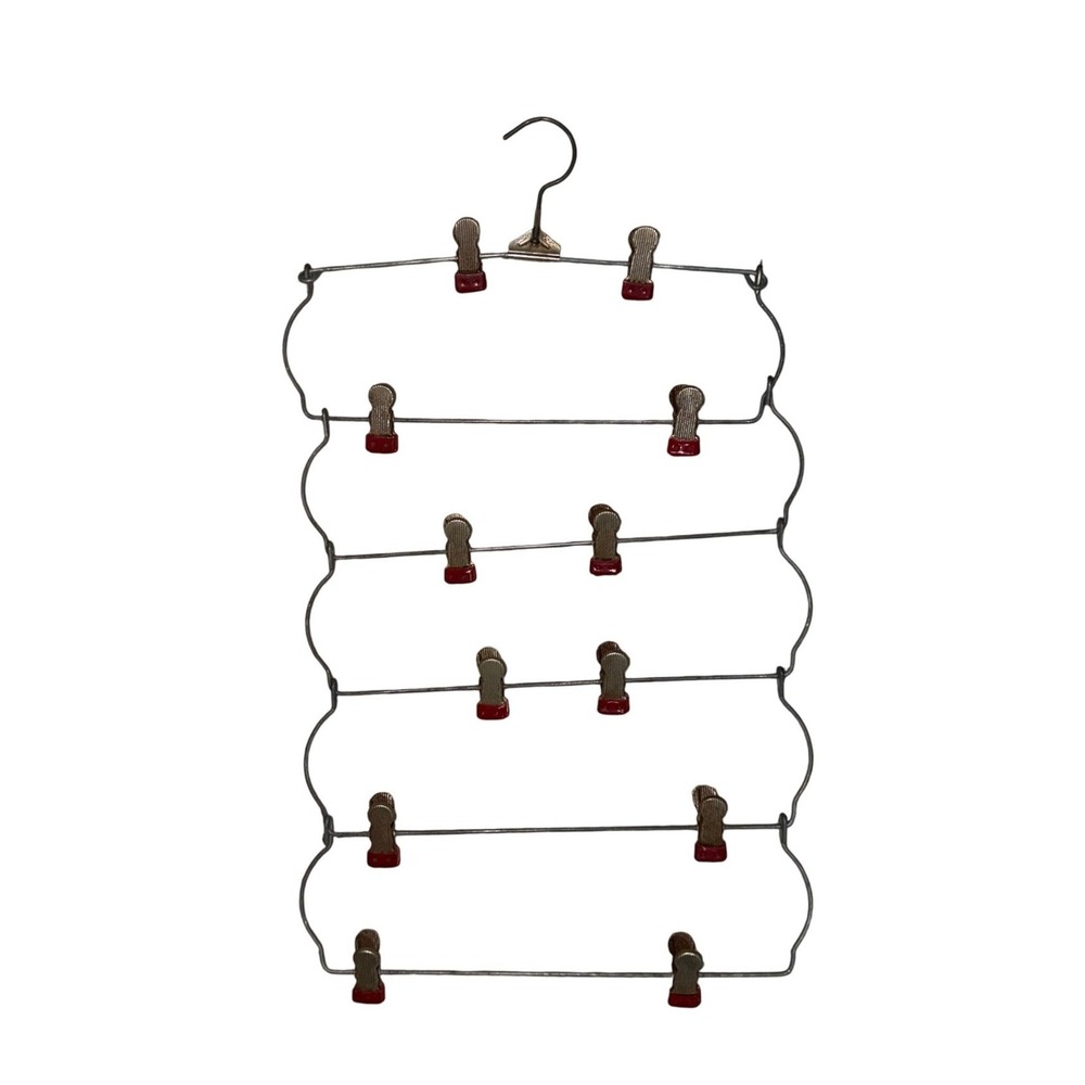Vintage Metal Multi Clip Skirt Hanger 10 Clips Space Saving Closet Organizer
